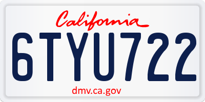 CA license plate 6TYU722