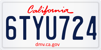 CA license plate 6TYU724