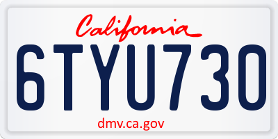 CA license plate 6TYU730