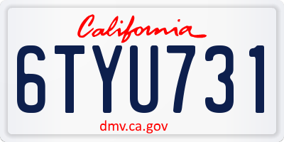 CA license plate 6TYU731