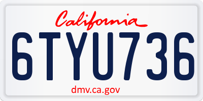 CA license plate 6TYU736