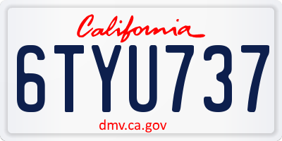 CA license plate 6TYU737