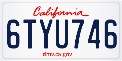 CA license plate 6TYU746