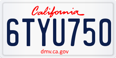 CA license plate 6TYU750