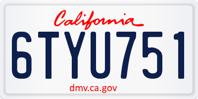 CA license plate 6TYU751