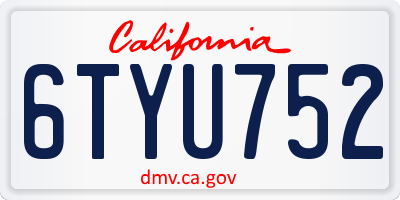 CA license plate 6TYU752