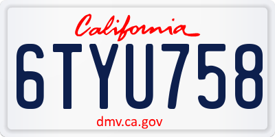 CA license plate 6TYU758