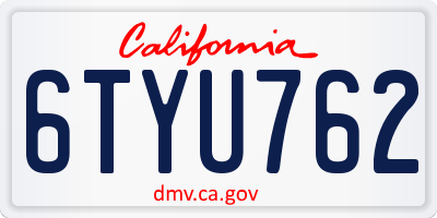 CA license plate 6TYU762