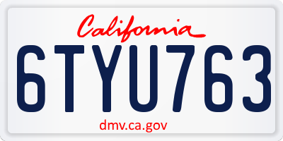 CA license plate 6TYU763
