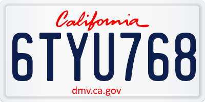 CA license plate 6TYU768