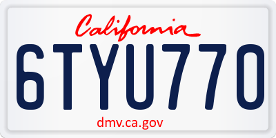 CA license plate 6TYU770