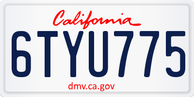 CA license plate 6TYU775