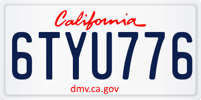 CA license plate 6TYU776