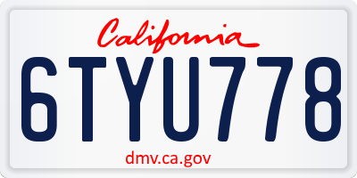 CA license plate 6TYU778