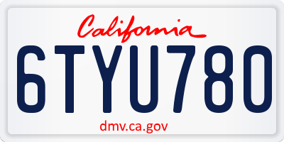 CA license plate 6TYU780