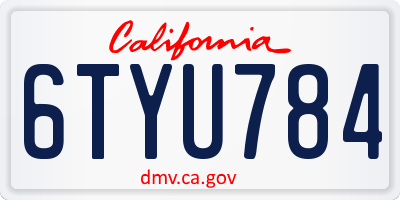 CA license plate 6TYU784