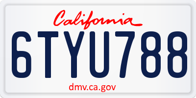 CA license plate 6TYU788