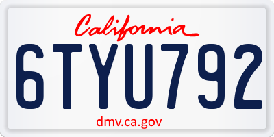 CA license plate 6TYU792