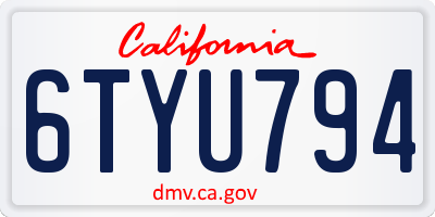 CA license plate 6TYU794