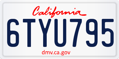 CA license plate 6TYU795