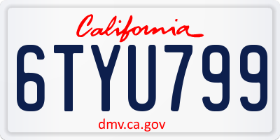 CA license plate 6TYU799