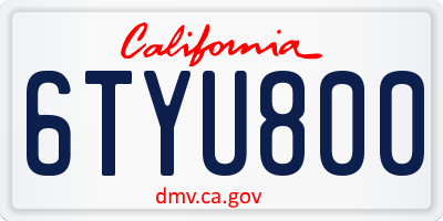CA license plate 6TYU800