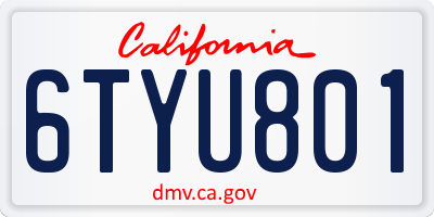 CA license plate 6TYU801