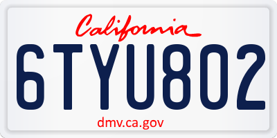 CA license plate 6TYU802