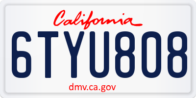 CA license plate 6TYU808