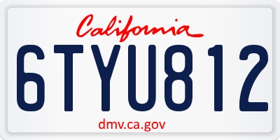 CA license plate 6TYU812