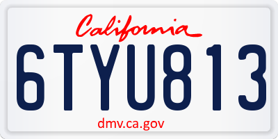 CA license plate 6TYU813