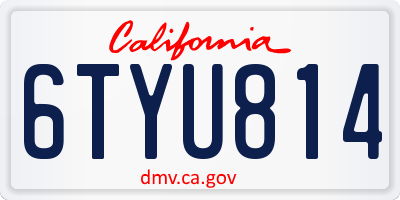CA license plate 6TYU814
