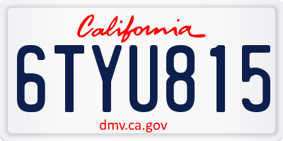CA license plate 6TYU815