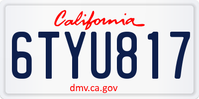CA license plate 6TYU817