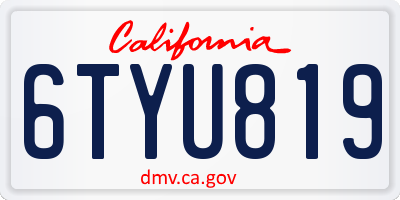 CA license plate 6TYU819