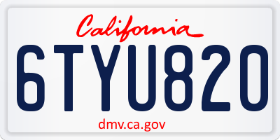 CA license plate 6TYU820
