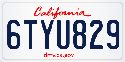 CA license plate 6TYU829