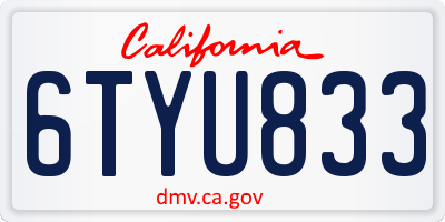 CA license plate 6TYU833