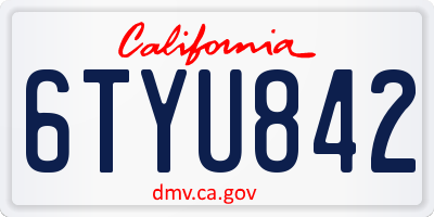 CA license plate 6TYU842