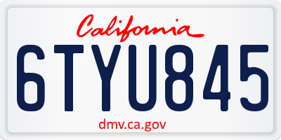 CA license plate 6TYU845
