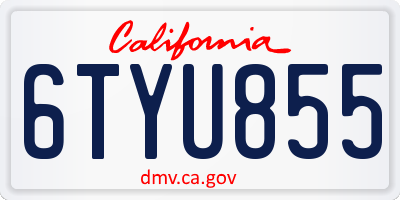 CA license plate 6TYU855