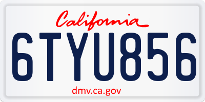 CA license plate 6TYU856