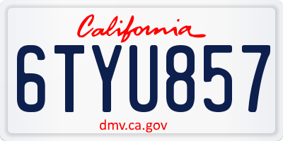 CA license plate 6TYU857