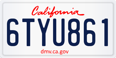 CA license plate 6TYU861