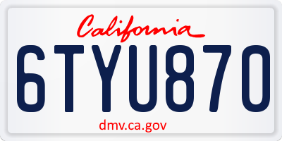 CA license plate 6TYU870