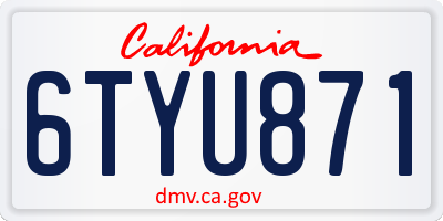 CA license plate 6TYU871