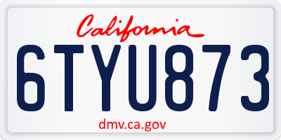 CA license plate 6TYU873