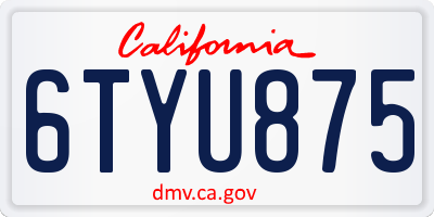 CA license plate 6TYU875