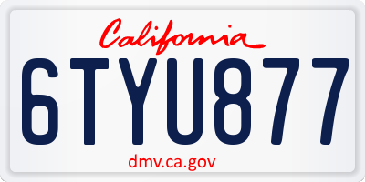 CA license plate 6TYU877
