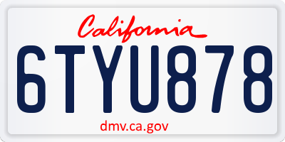 CA license plate 6TYU878